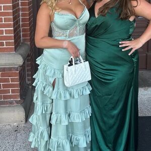 Altar'd State Green Ruffled Tiered Gown for Wedding Guest